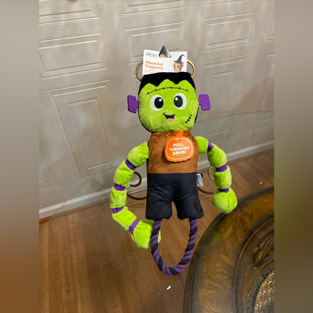 Outward  Interactive Plush Squeaky Dog Tug Toy One-Size  Scrunch Bunch 16” Pull